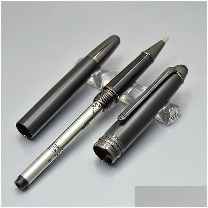 promotion high quality msk163 matte black ballpoint pen roller ball pens school office supplies with serial number and leather case