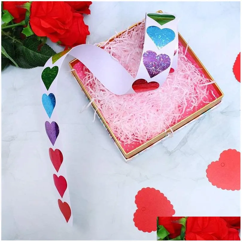 50500pcs red heart shape labels valentines day paper packaging sticker candy bag gift box packing bag wedding 20211228 q2