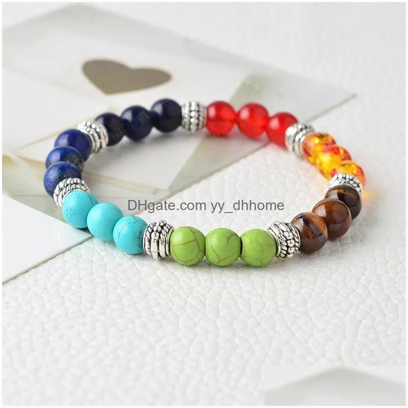 reiki 7 chakra healing bead bracelet strands natural stone pendant buddha balance bracelets for women men yoga jewelry