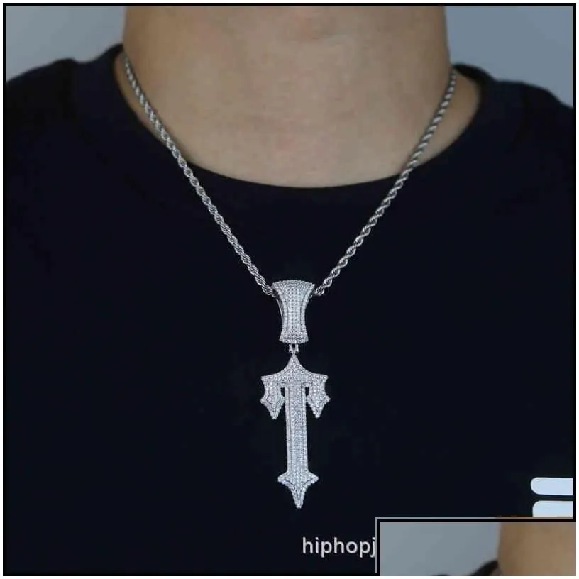 pendant necklaces trapstar london hip hop cross pendant inlaid zircon  rap style wearable tennis chain cuba drop delivery 2022 jew