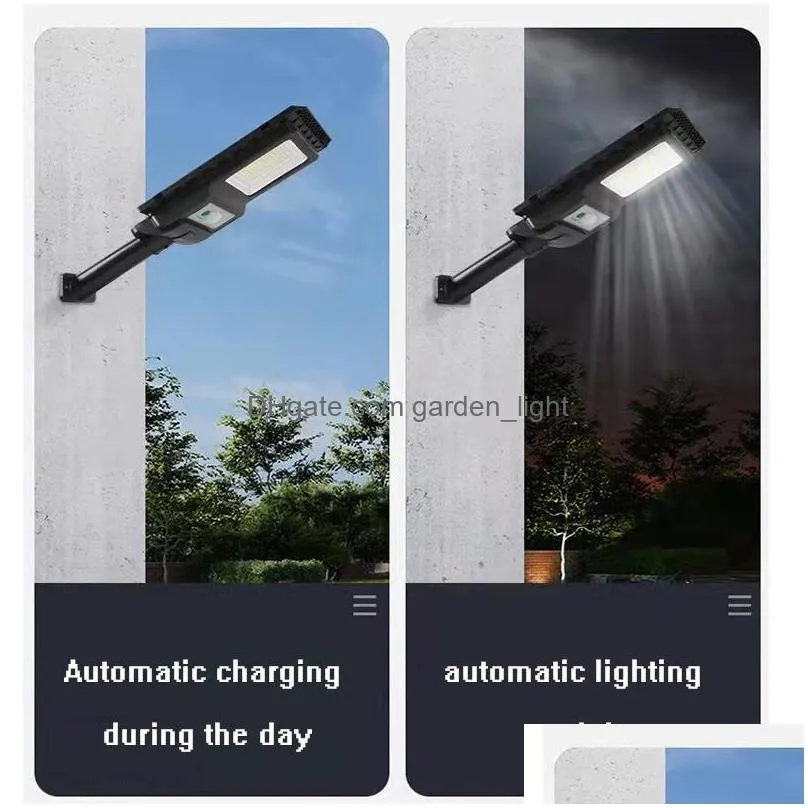 solar street light 50w with pole white light motion sensor wall lamp security lights for road yard outdoor garden