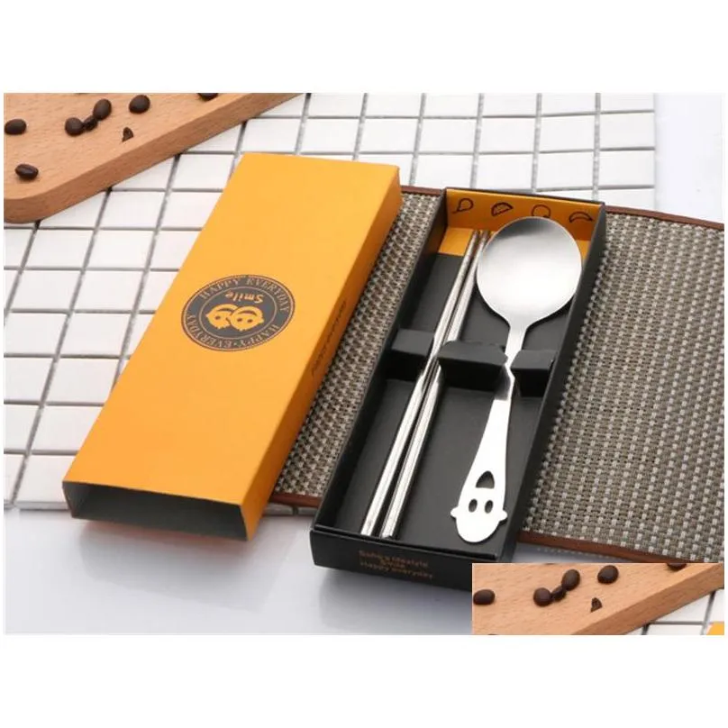 smiling face dinnerware set creative wedding favor party gift stainless steel cutlery tableware suit souvenir for guest with box 1 68sm