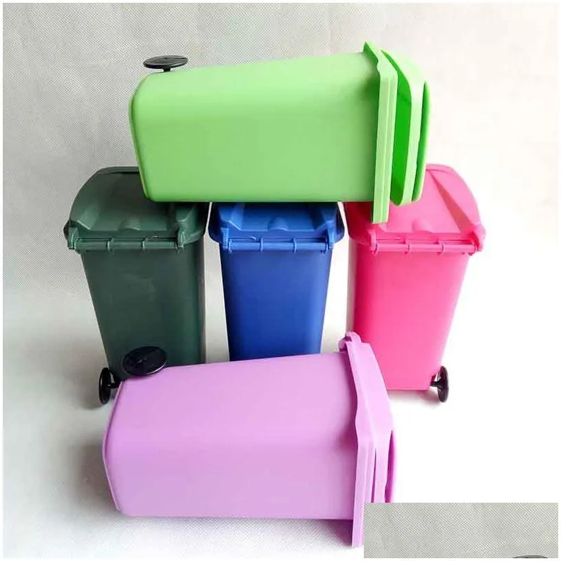 big mouth toys mini trash pencil holder recycle can case table pen plastic storage bucket stationery sundries organizer tools 5 color