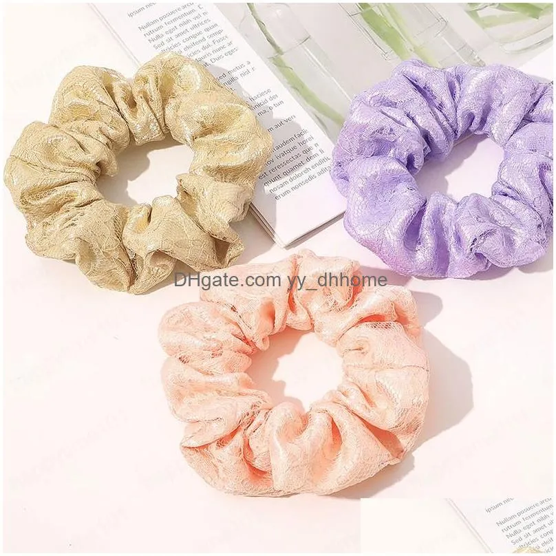 women hair scrunchies two layers splice hair ring lace elastic hairbands ponytail holder sweet hair rope accessories