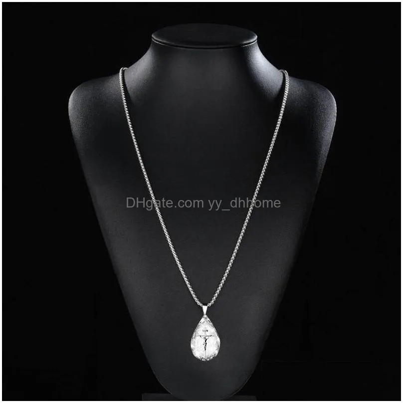 fashion 2 colors religion woman gift crystal cross pendant jewelry accessories necklace