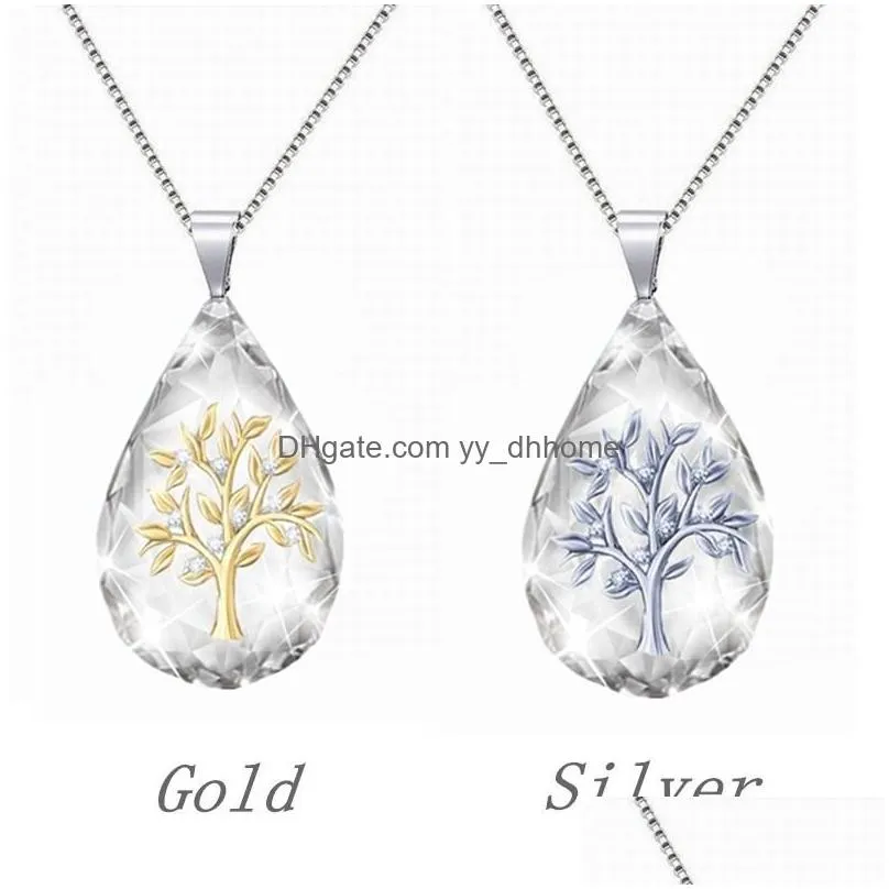 fashion daily gifts women twocolor jewelry accessories alloy tree of life necklace