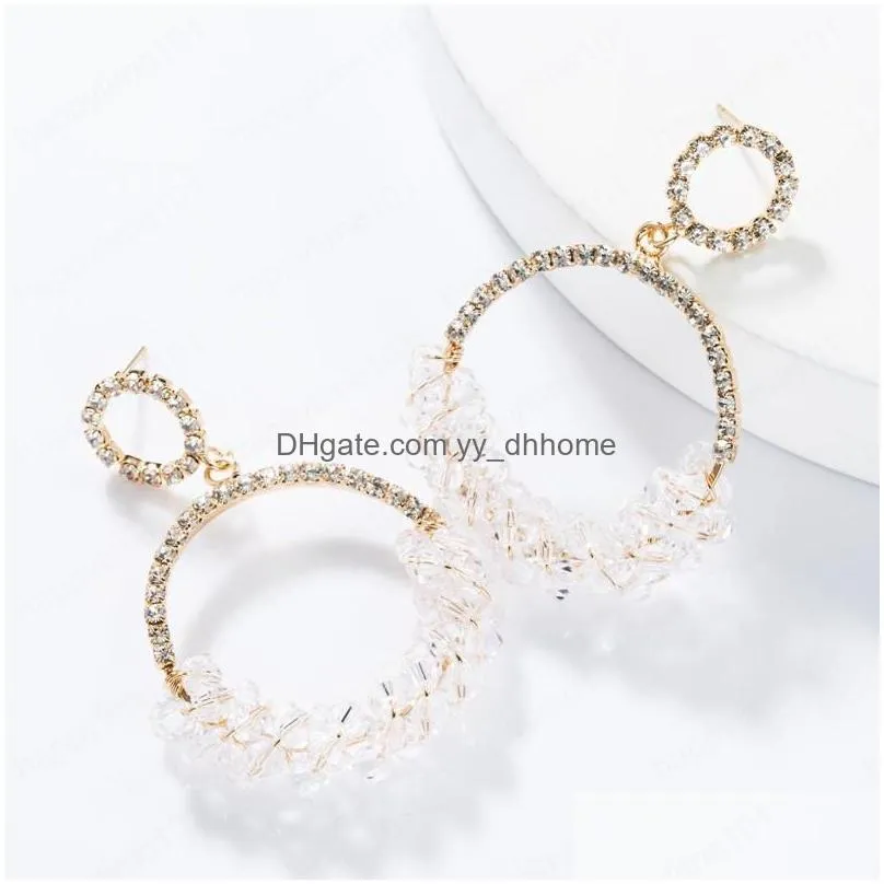 fashion style multilayer alloy ring semidiamond rhinestone semicrystal beads earrings womens personalized dangle earrings