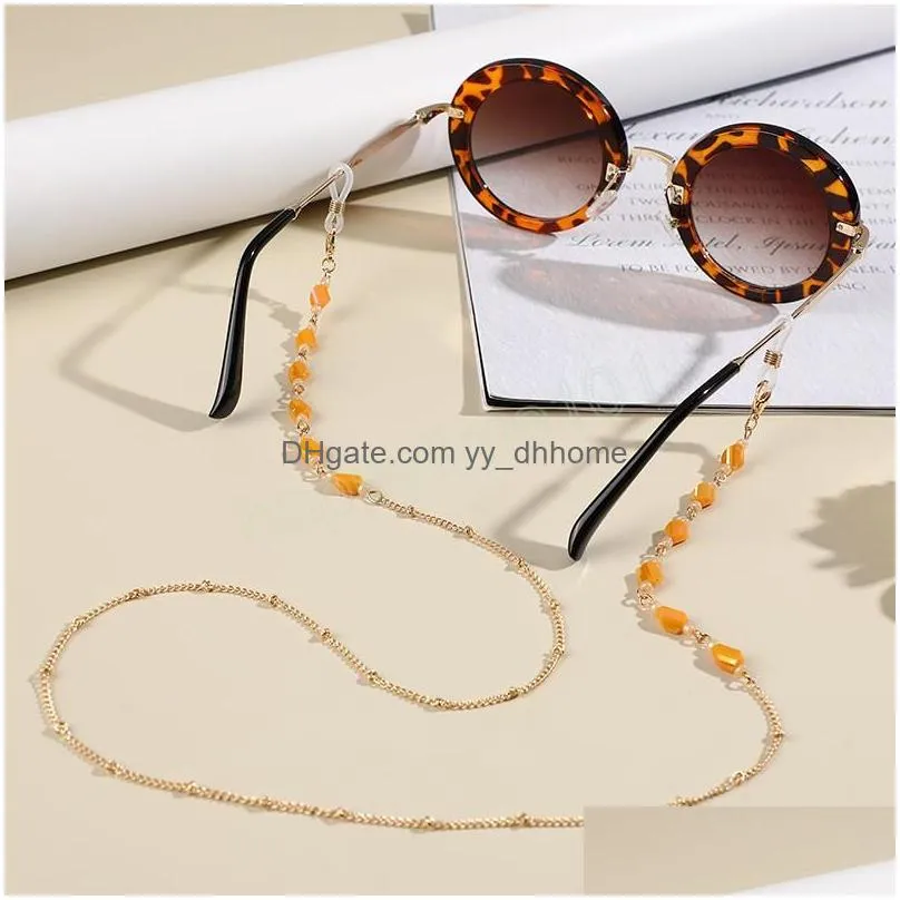 fashion colorful crystal beaded glasses chains lanyard eyeglasses holder eyeglass rope sunglasses cord neck strap for women