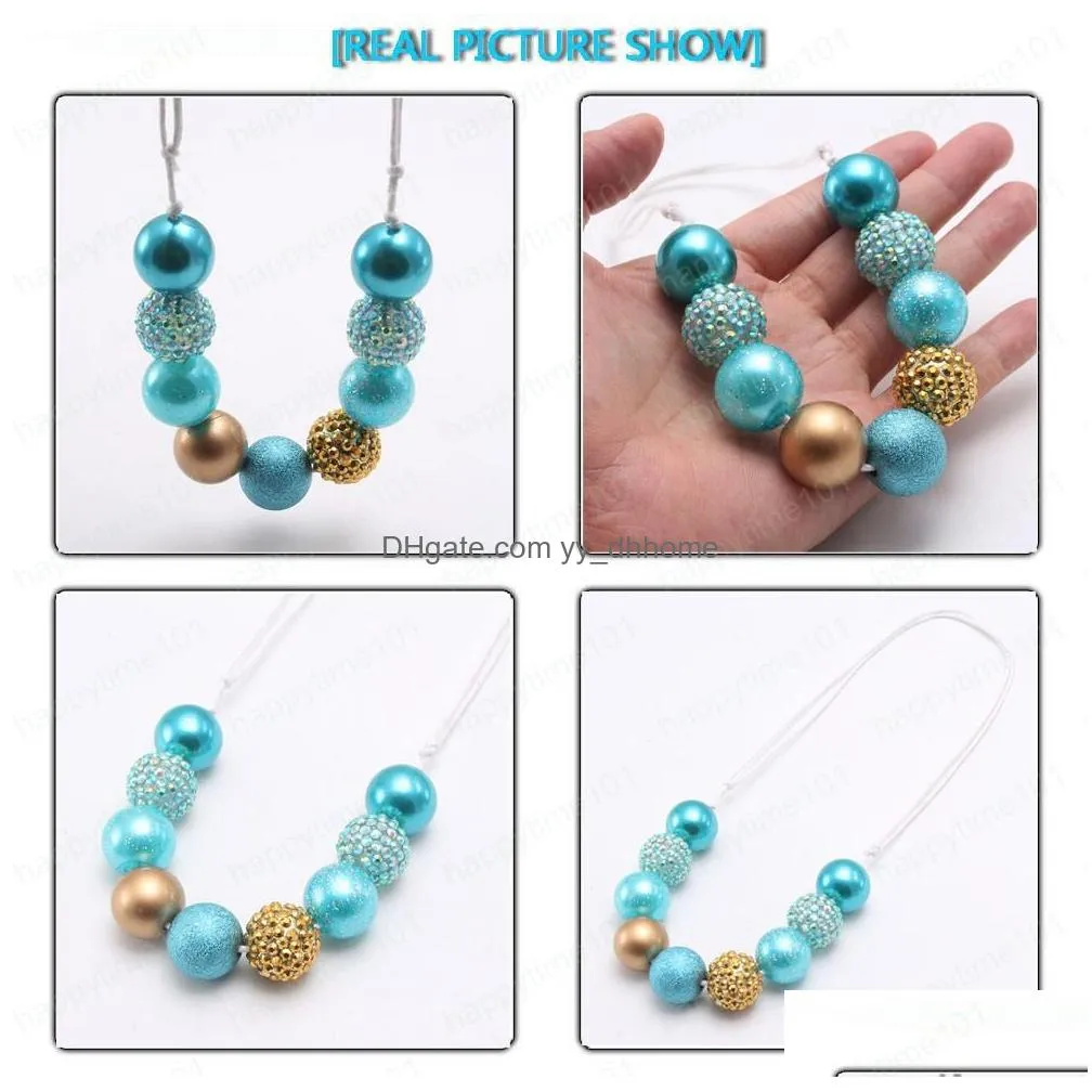  cute kids adjustable rope necklace fashion girls chunky beads necklace child handmade jewelry charming style