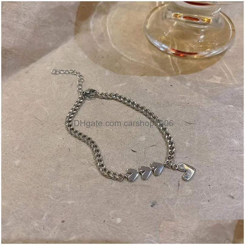 fashion jewelry charms bracelets for women heart pendant figaro chain bracelet