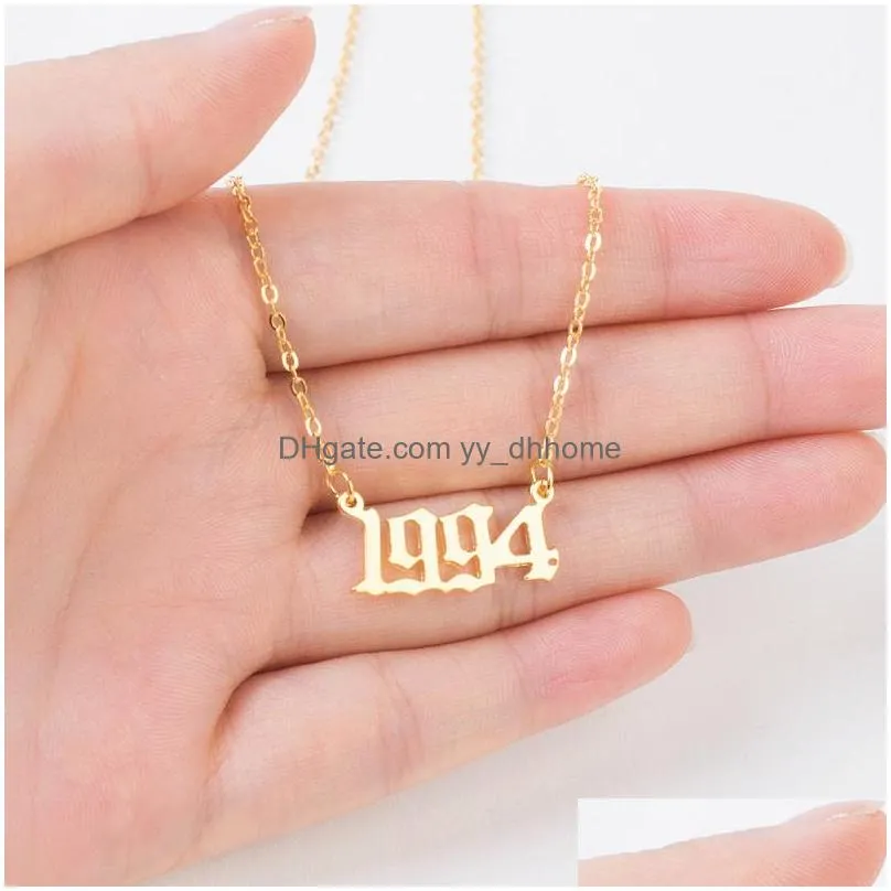 unique birth year number necklaces for women gold color choker necklace custom year 1980 to 2020 pendant necklace birthday gift
