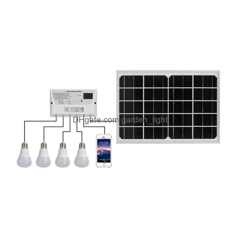 solar bulb lamps usb  home system panel generator kit with 4 bulbs light 6000mah power bank for indoor outdoor lighting
