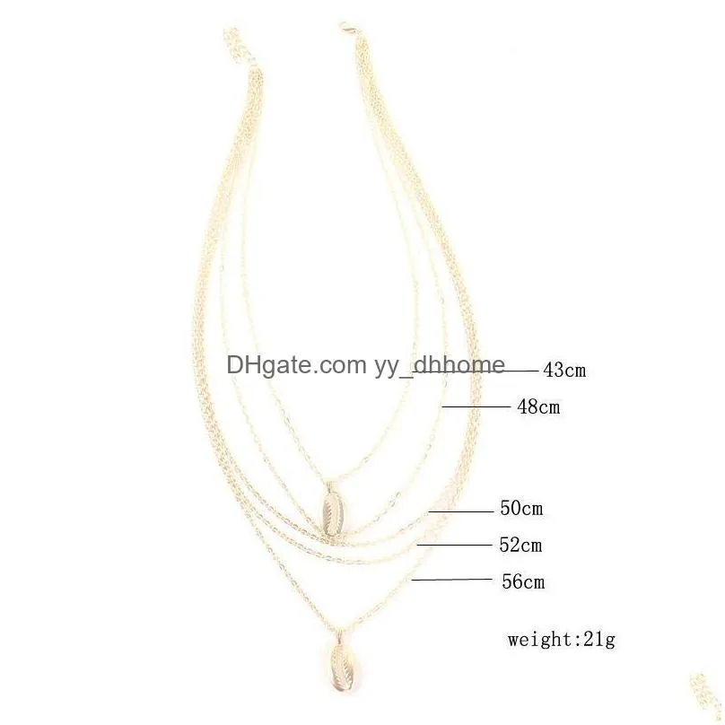 5 pcs/set exaggerated female necklace double shell pendant multilayer gold necklace set women dance party jewelry accessories