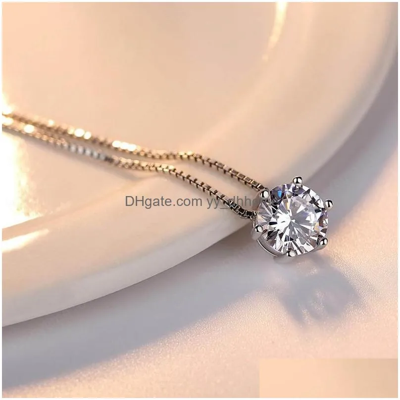 s925 sterling silver pendant necklace cubic zirconia charms necklaces wholesale