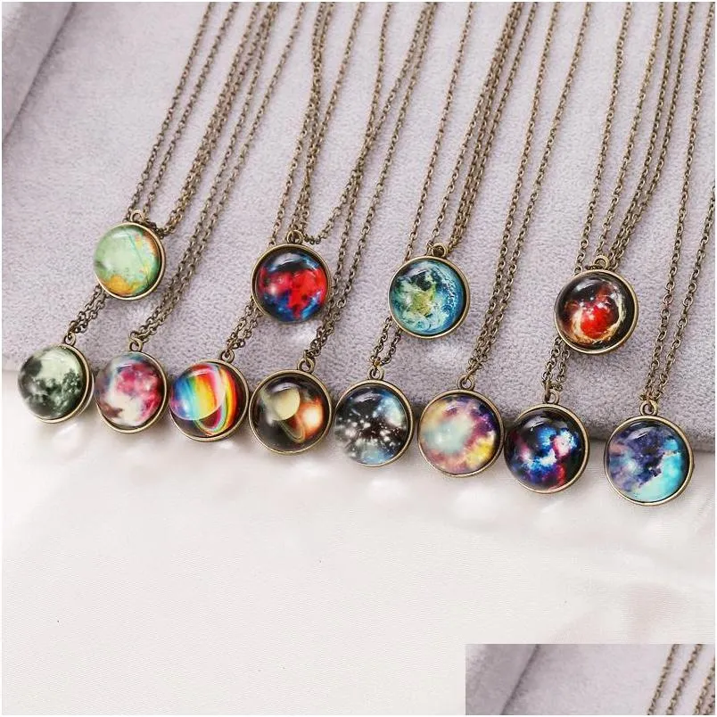 fashion jewelry cosmic starry sky luminous pendant necklace vintage necklace