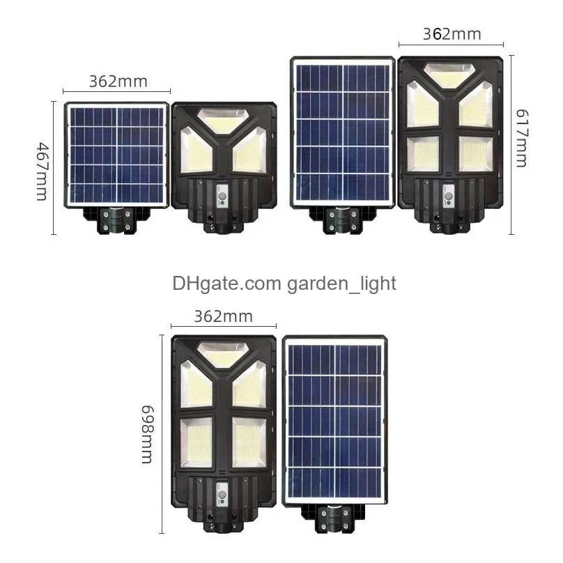 300w 400w 500w led solar lamp wall street light wide angle super bright motion sensor outdoor garden security with pole