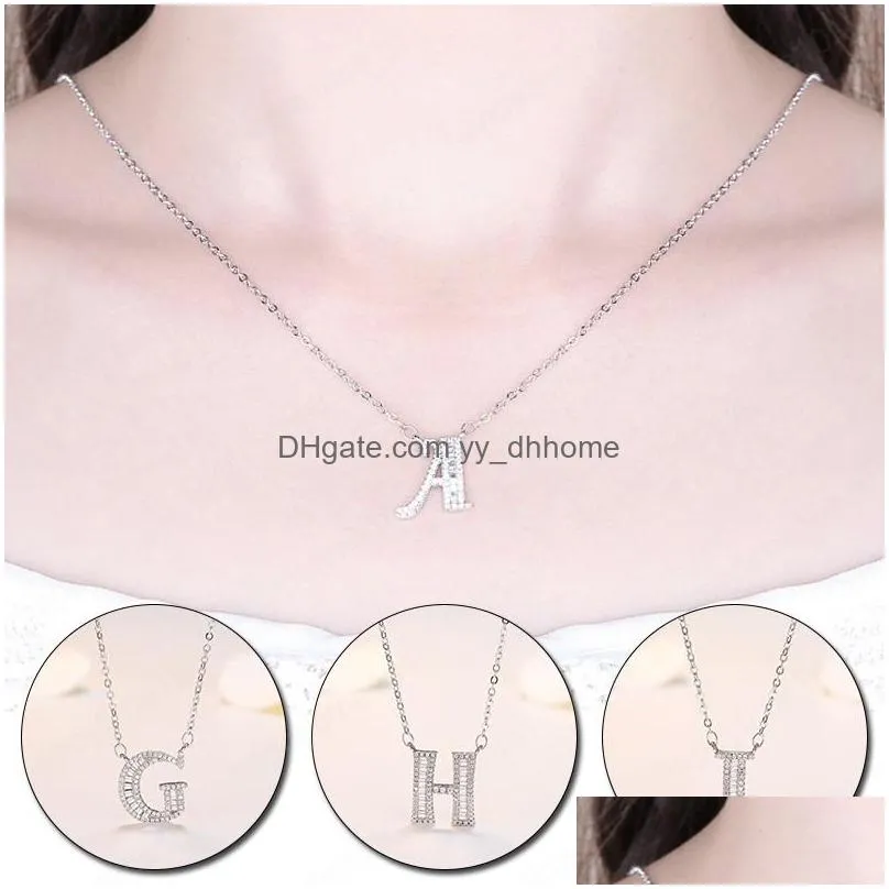 fashion letter chain pendants necklaces womens zircon hip hop jewelry with silver color tennis chain party wedding charm gift