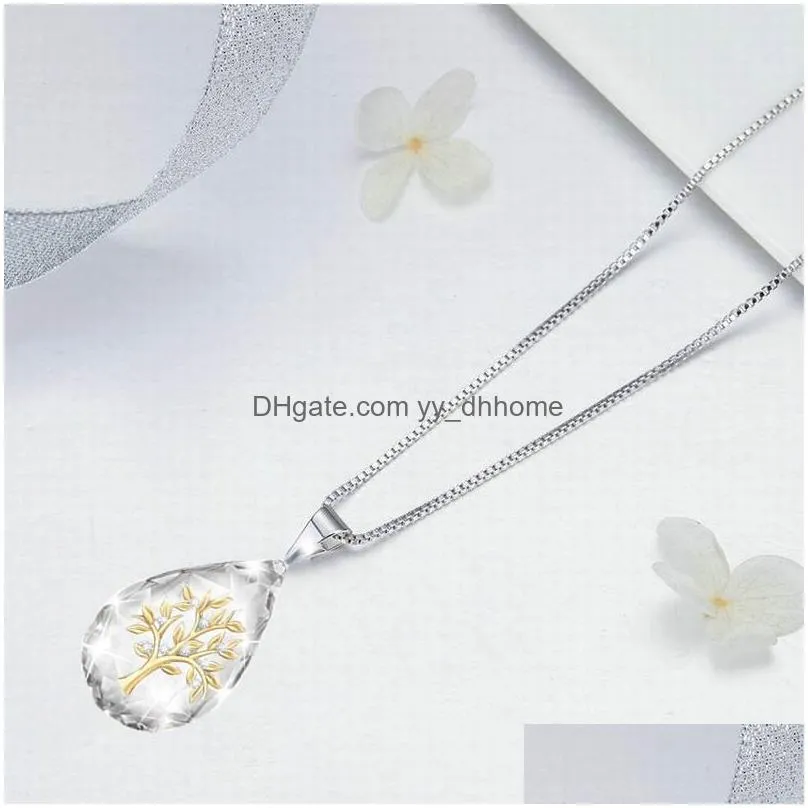fashion daily gifts women twocolor jewelry accessories alloy tree of life necklace