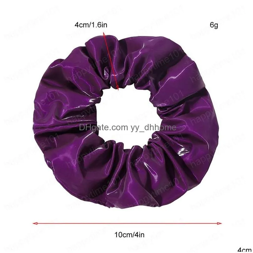 solid color imitation pu hair rope faux leather scrunchies fashion women girls hair ties ponytail holder hair accessories