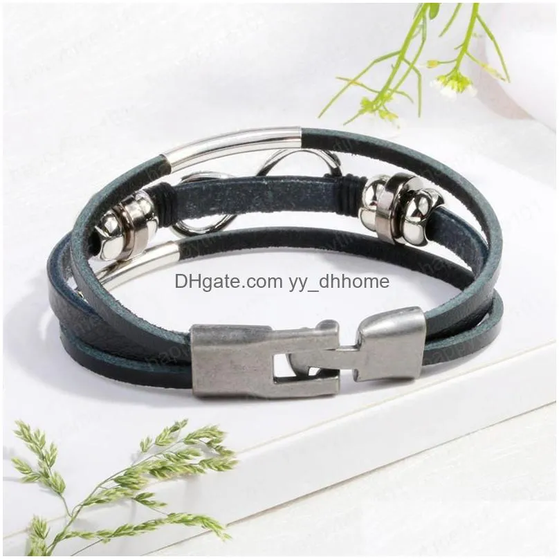 multi layer faux leather friendship bracelets handmade infinity charm bracelet men accessories fashion belt buckle jewelry