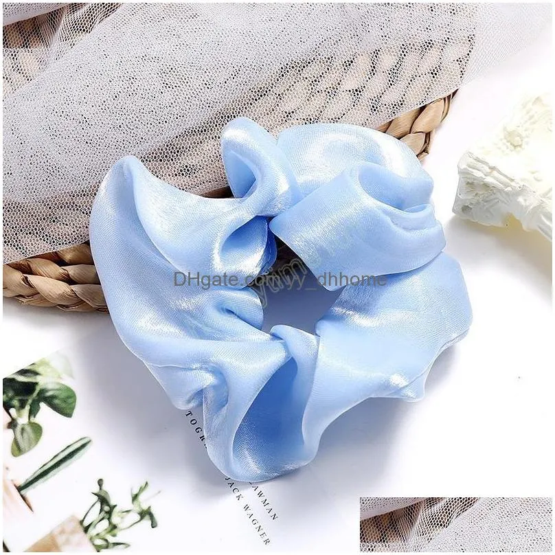 women girls silk hair scrunchies elastic solid color hairband ponytail holder headband headwear hairs accessories