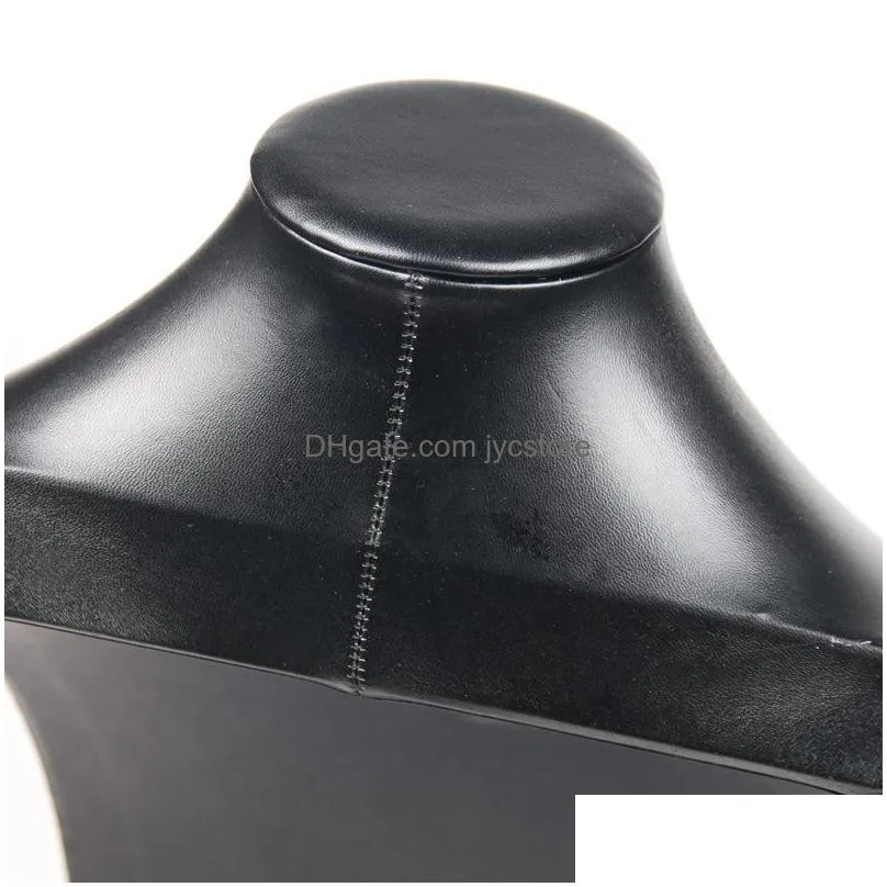 black pu leather necklace bust tall jewelry display stand neck form for jewellery window shelf exhibition counter top stand xpiwt 381