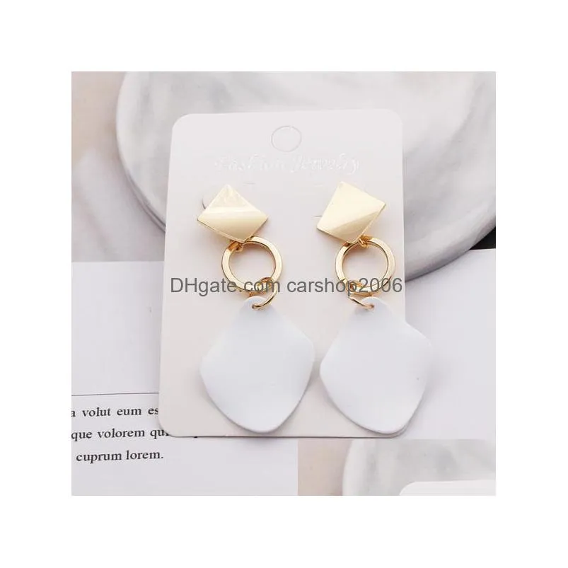 fashion jewelry morandi geometric metal paint earrings lady elegant earrings