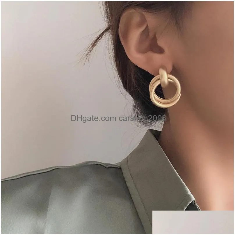 fashion jewelry s925 silver post matte hoop crossed stud earrings