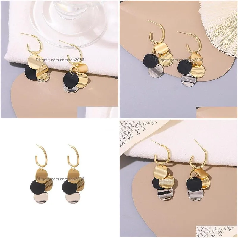 fashion jewelry s925 silver post earrings for women metal piece charm tassel dangle stud earrings