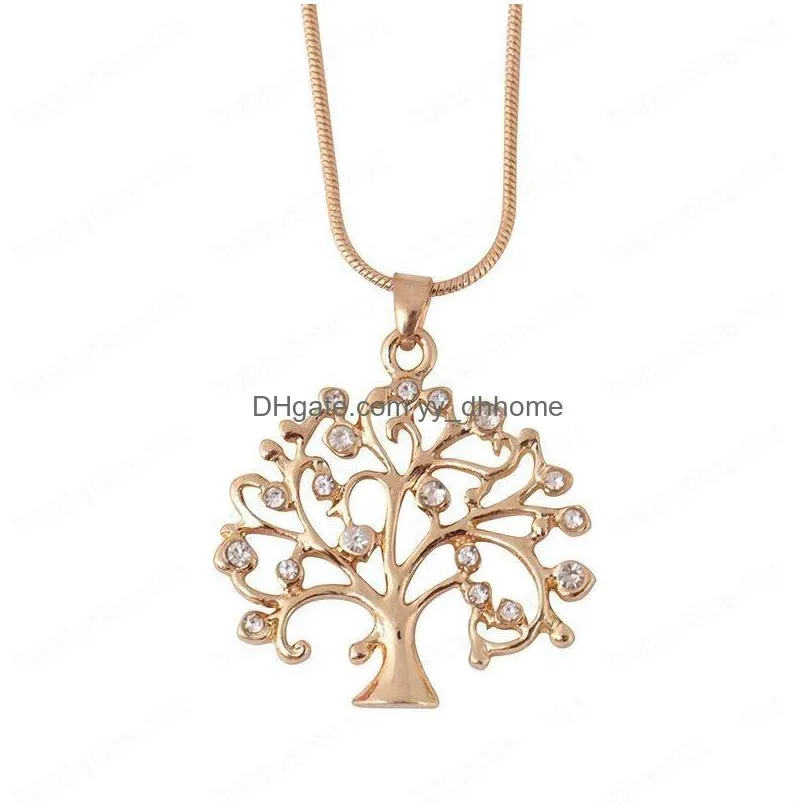  fashion jewelry sweet slimple rhinstone tree pendant necklace clavicle chain necklace