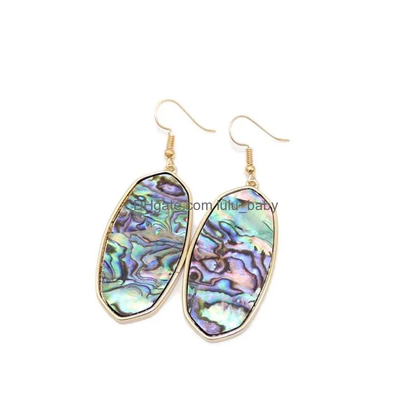 fashion jewelry oval abalone shell earrings leopard dangle earrings