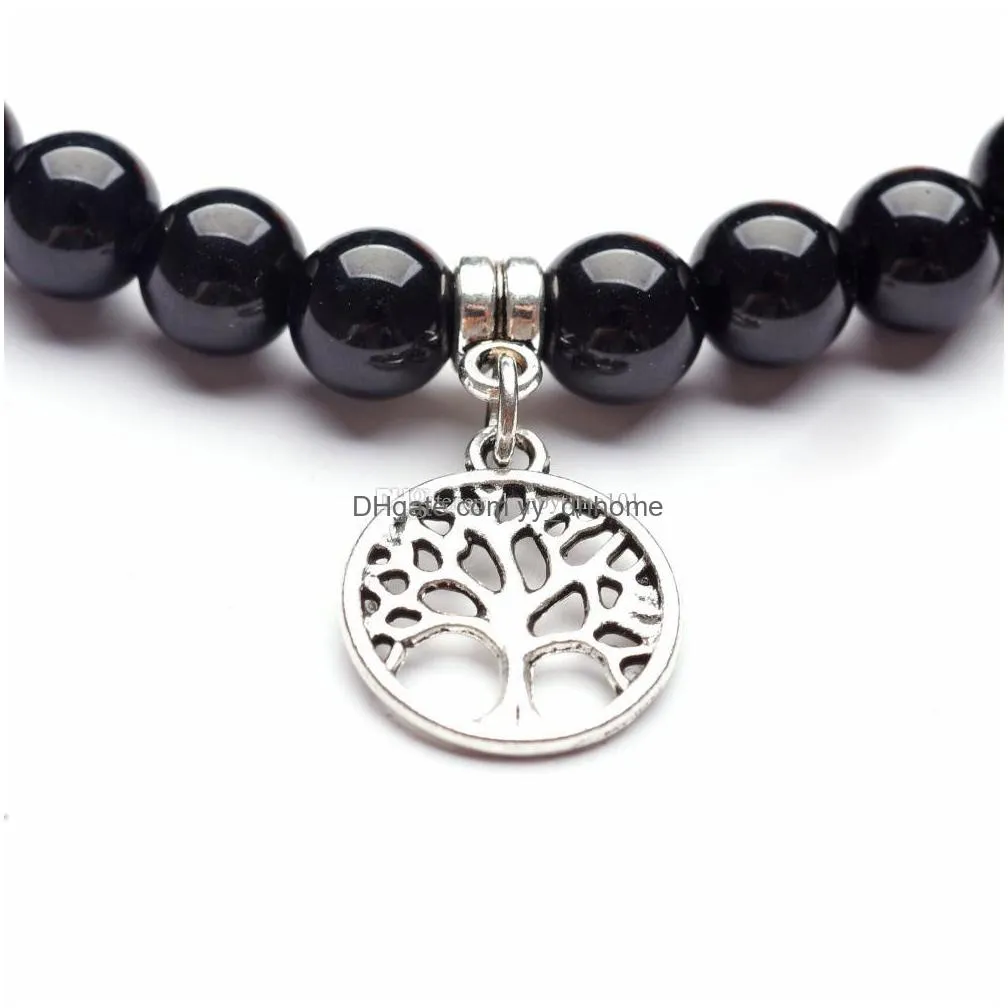 tree of life charm bracelets for women men lava rock white turquoise black agate natural stone beads chains fashion 7 chakra diy
