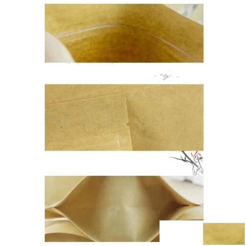 kraft paper bag stand up gift dried food fruit tea packaging pouches kraft paper window bag retail zipper self sealing bags 241 g2