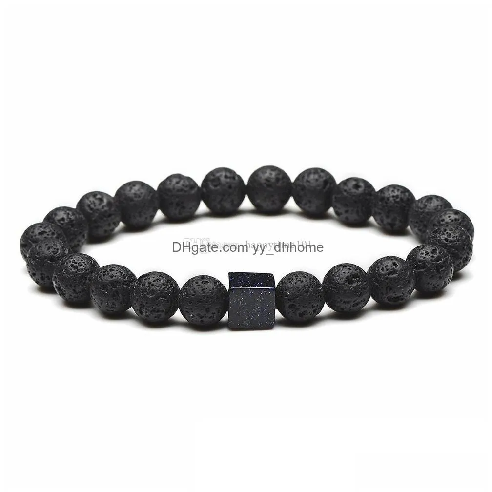 8mm natural stone lava rock bracelet cube zinc color aromatherapy essential oil diffuser bracelet