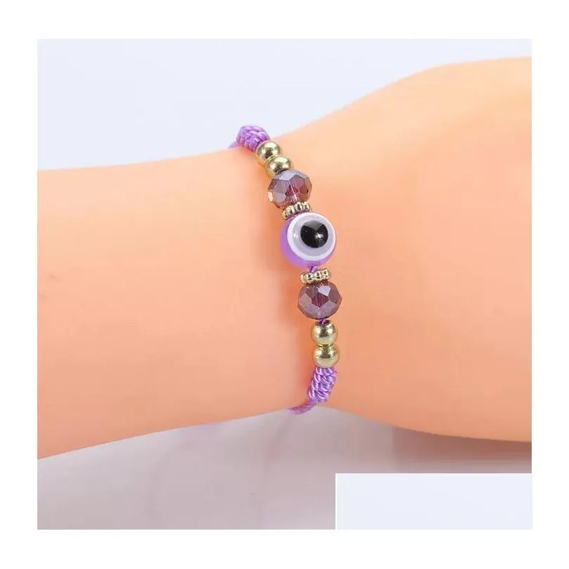 evil blue eye bracelet colorful handmade crystal bead braided rope bracelet for women girls friendship jewelry