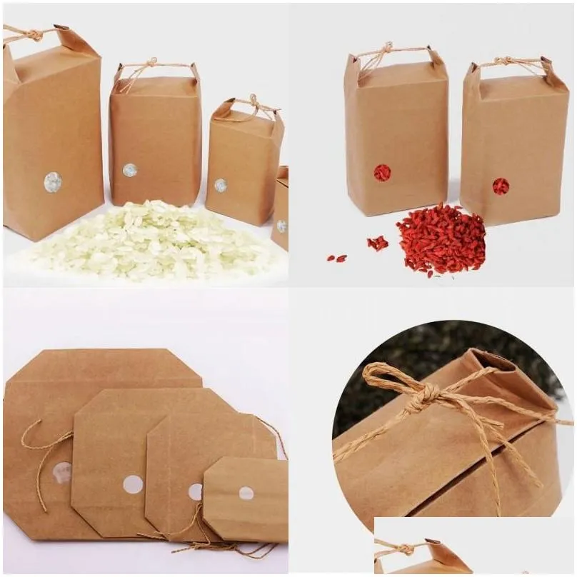 rice paper bag tea packaging cardboard paper bag weddings kraft paper bags food storage standing packing bags 249 j2