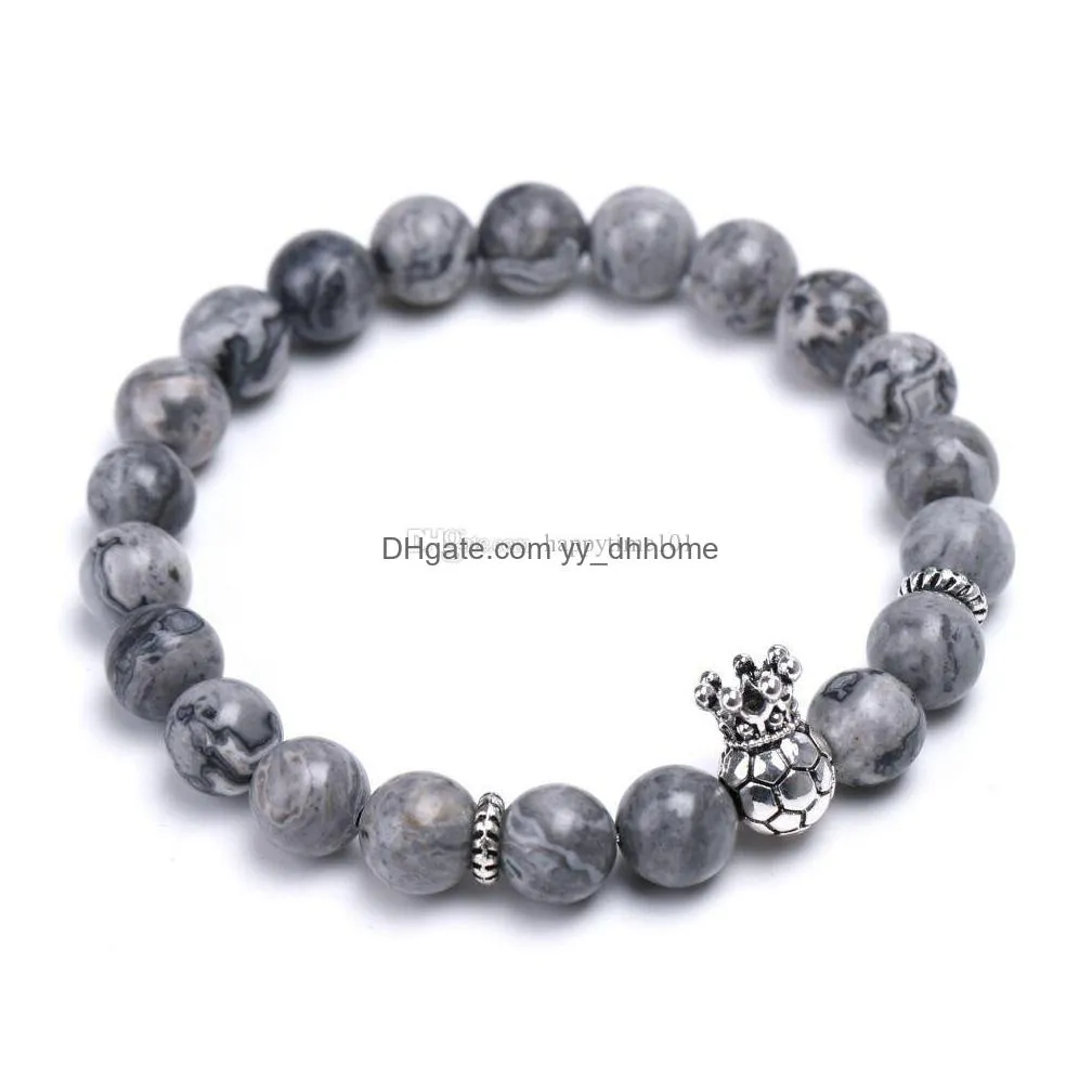 12 styles quality tibetan silver crown charm bracelet men women lava stone blue turquoise bead bracelet handmade jewelry for league