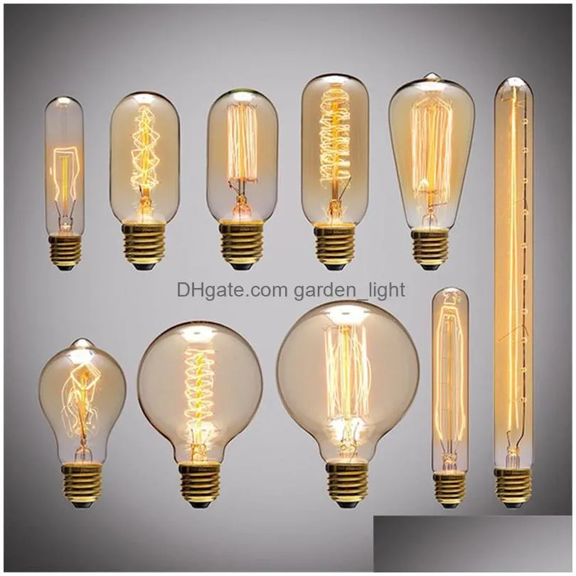 retro edison light bulb e27 110v 220v 40w st64 a19 t10 t45 t185 filament vintage ampoule incandescent bulb edison lamp