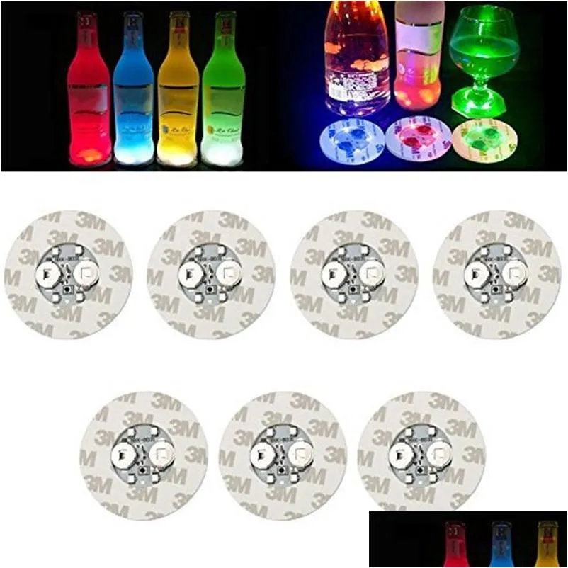 6cm led bottle stickers coasters light 4leds  sticker flashing led lights for holiday party bar home party use