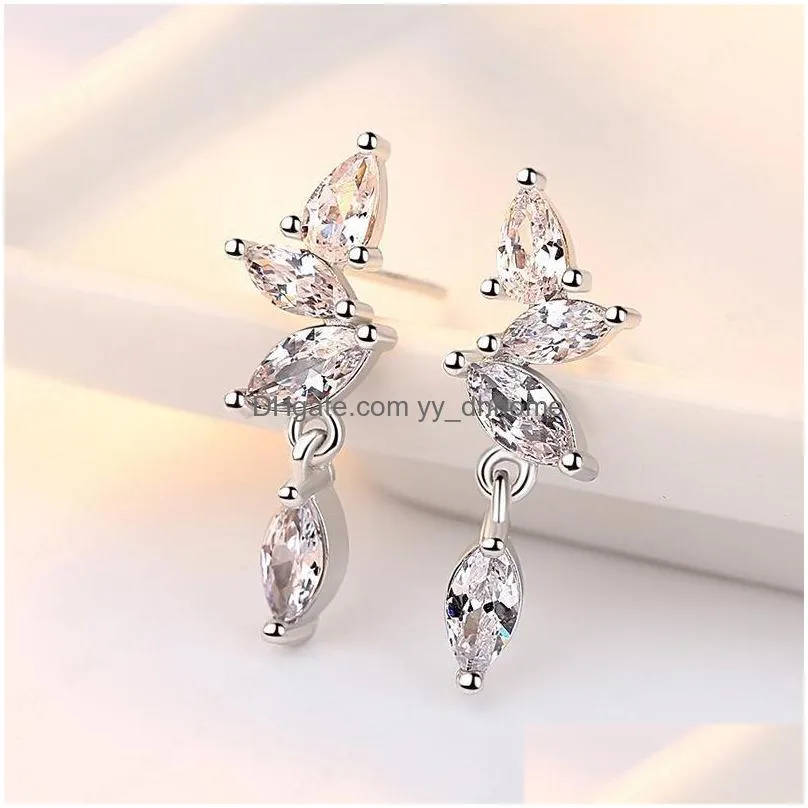 classic simple style 925 sterling silver leaves stud dangle earrings preety birthday gifts for sisters