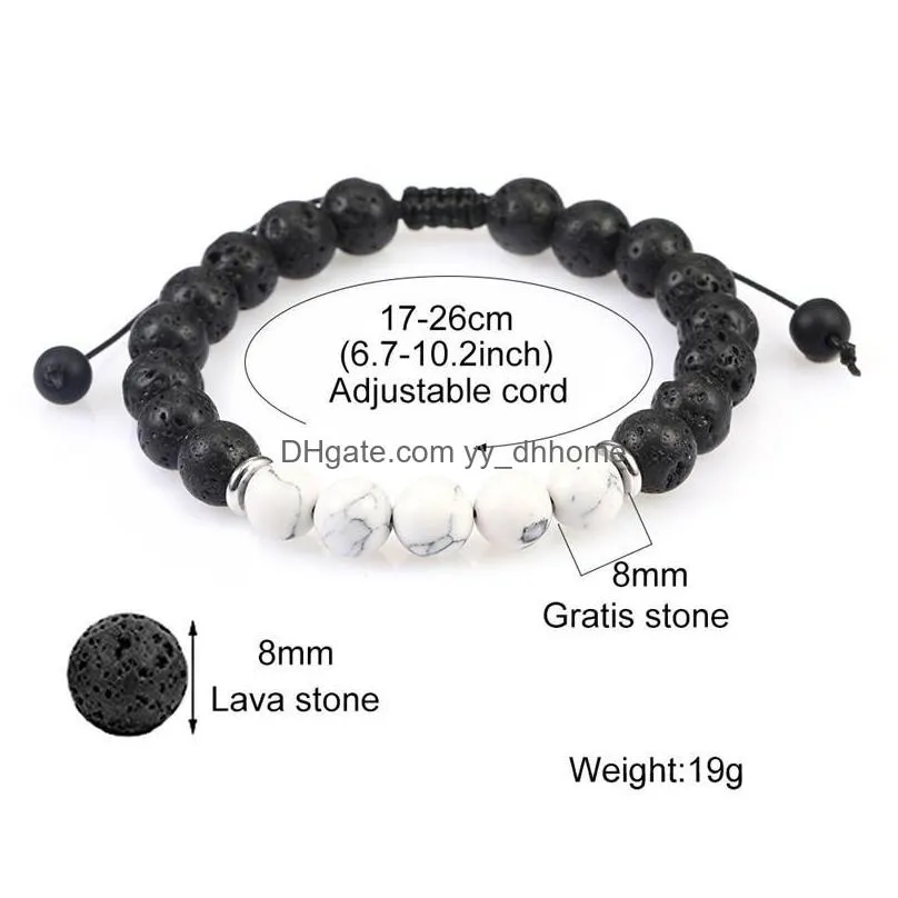 8mm lava rock stone bead bracelet essential oil diffuser elastic bracelet braided rope tiger eye stone yoga chakra men bead bracele