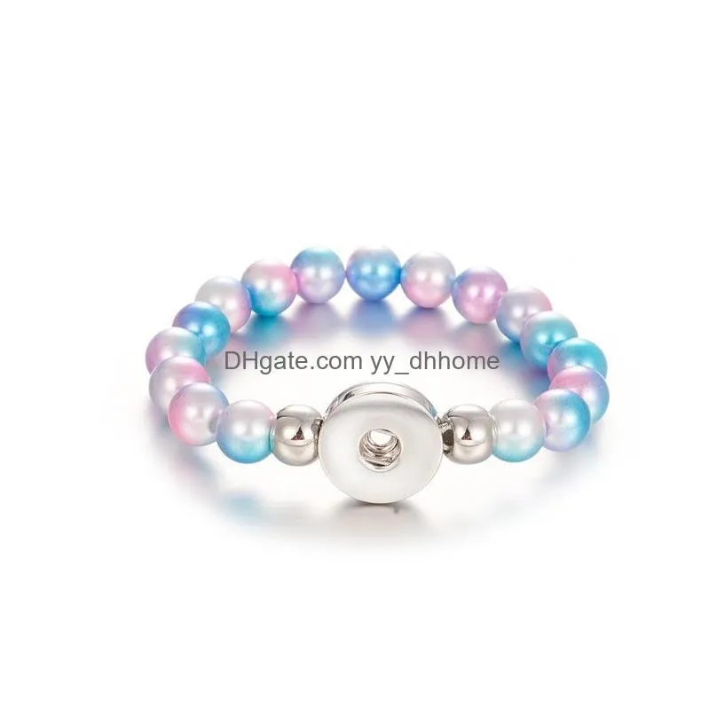 8 colors snap button bracelet 10mm imitation pearls beads 18mm noosa snap bracelet diy snap buttons jewelry summer beaded bracelet