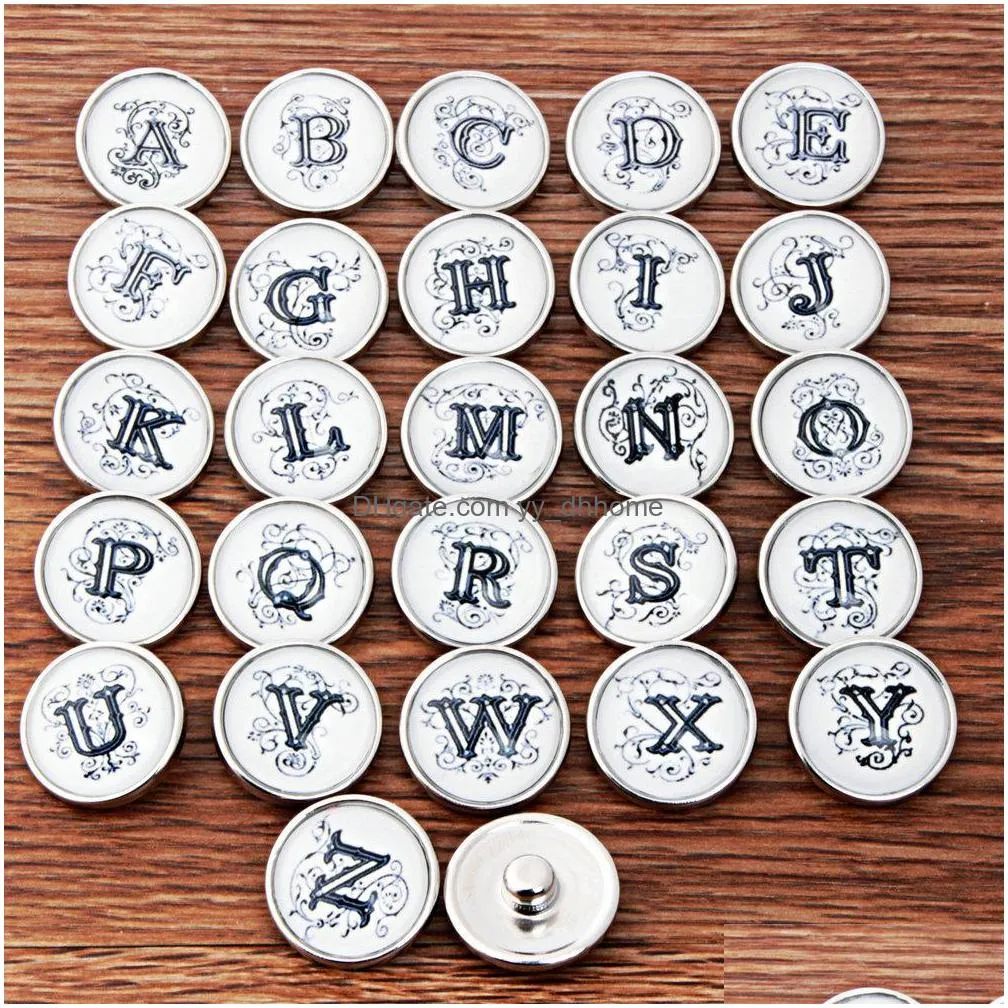 initial az alphabet letter noosa chunk metal alloy ginger snap buttons for ginger snap bracelet diy jewelry