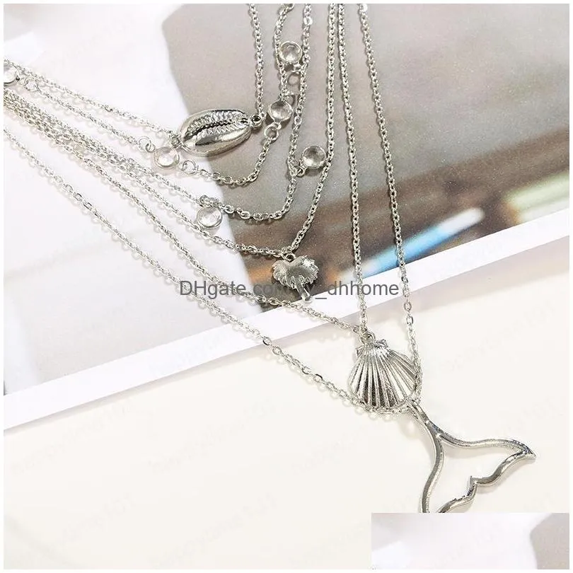 2021 fashion choker necklace shell fishtail silver pendant necklace women necklace jewelry for girlfriend gift