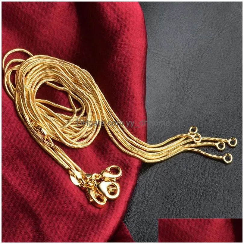 fashion gold filled 1mm thickness snake chain necklace fit for pendants lobster clasps chain necklaces size 1630 inches