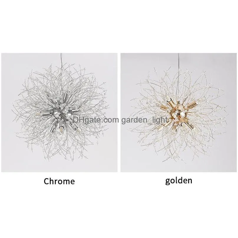 modern dandelion chandelier lamp crystal ceiling lights globe ball firework pendant lighting for dining bedroom living room decoration