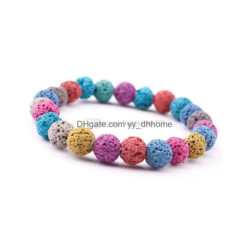 handmade diffuser jewelry 10mm colorful lava natural stone energy bracelets volcanic rock yoga bracelets prayer beads bracelet