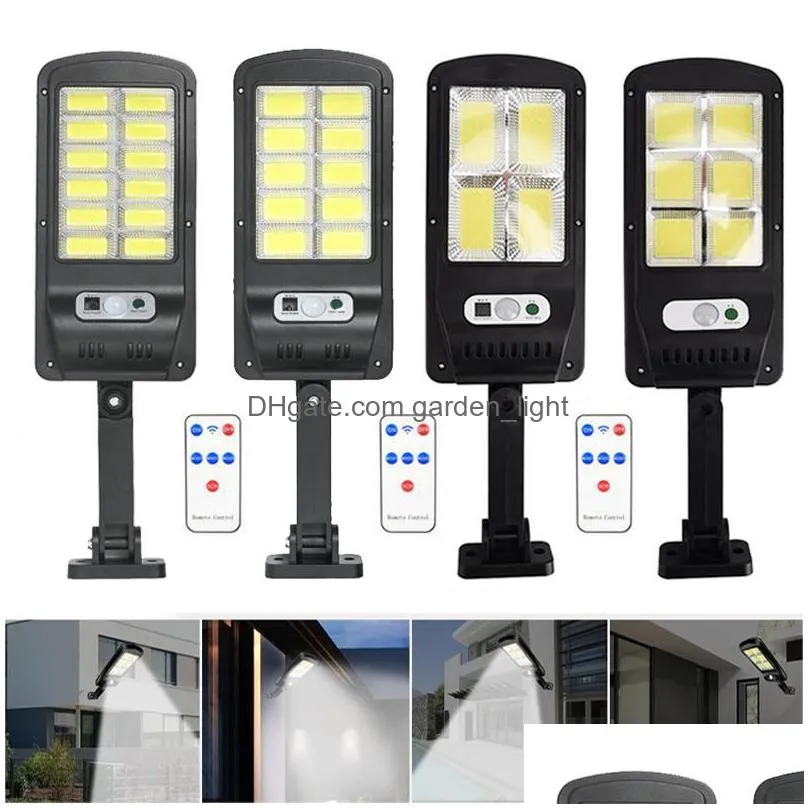 cob solar floodlights lights remote control pir motion sensor led solar street lamp outdoor waterproof spotlight garden wall light