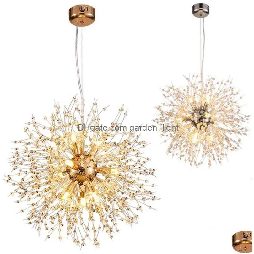 modern dandelion chandelier lamp crystal ceiling lights globe ball firework pendant lighting for dining bedroom living room decoration