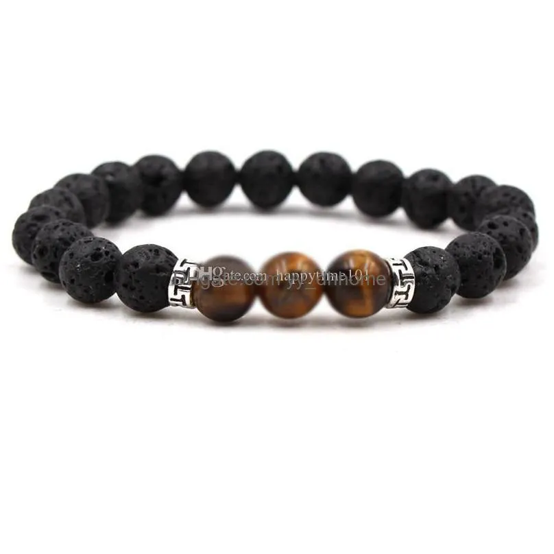 fashion natural black lava stone turquoise tigers eye bracelet aromatherapy  oil diffuser bracelet for women men